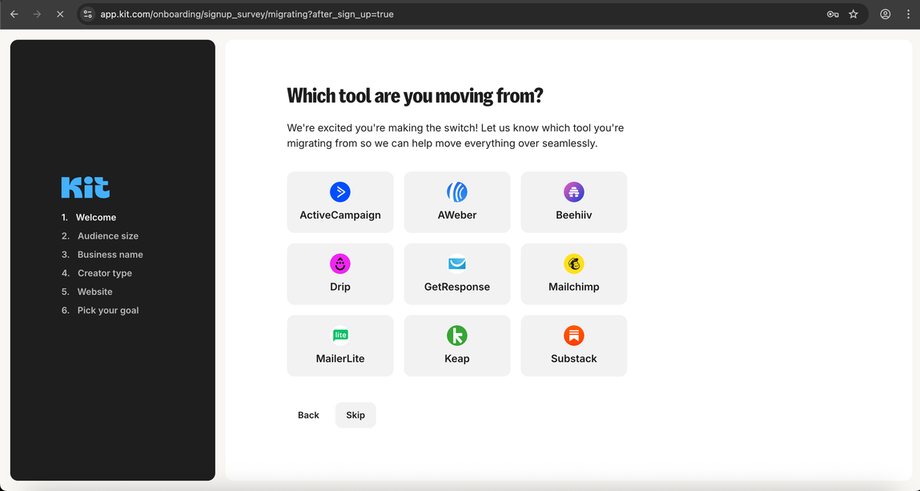 Which tool are you moving from, with nine options.